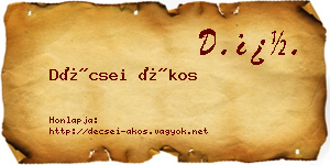 Décsei Ákos névjegykártya